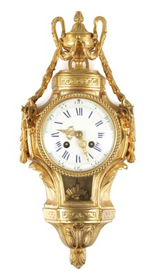 Lot 1365 - A SMALL 19TH CENTURY FRENCH ORMOLU CARTEL CLOCK