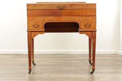 Lot 1652 - A FINE EDWARDIAN INLAID FIGURED SATINWOOD AND MAHOGANY SILVER FITTED DRESSING TABLE