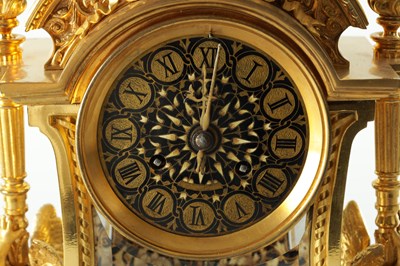 Lot 1382 - A LATE 19TH CENTURY FRENCH ORMOLU AND CHAMPLEVE ENAMEL MANTEL CLOCK