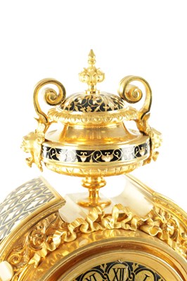 Lot 1382 - A LATE 19TH CENTURY FRENCH ORMOLU AND CHAMPLEVE ENAMEL MANTEL CLOCK