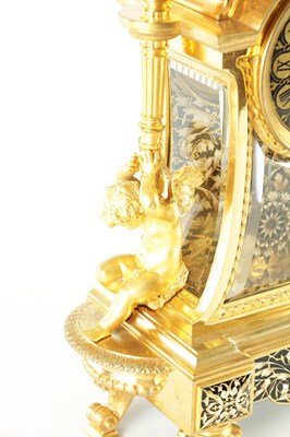 Lot 1382 - A LATE 19TH CENTURY FRENCH ORMOLU AND CHAMPLEVE ENAMEL MANTEL CLOCK