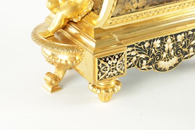 Lot 1382 - A LATE 19TH CENTURY FRENCH ORMOLU AND CHAMPLEVE ENAMEL MANTEL CLOCK