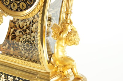 Lot 1382 - A LATE 19TH CENTURY FRENCH ORMOLU AND CHAMPLEVE ENAMEL MANTEL CLOCK