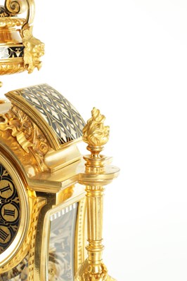 Lot 1382 - A LATE 19TH CENTURY FRENCH ORMOLU AND CHAMPLEVE ENAMEL MANTEL CLOCK