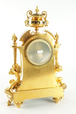 Lot 1382 - A LATE 19TH CENTURY FRENCH ORMOLU AND CHAMPLEVE ENAMEL MANTEL CLOCK
