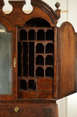Lot 1722 - AN EARLY 18TH CENTURY BURR WALNUT BUREAU BOOKCASE