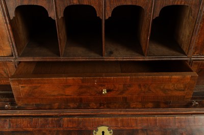 Lot 1722 - AN EARLY 18TH CENTURY BURR WALNUT BUREAU BOOKCASE