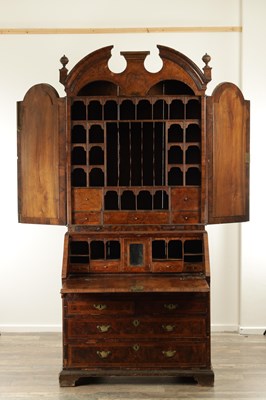 Lot 1722 - AN EARLY 18TH CENTURY BURR WALNUT BUREAU BOOKCASE