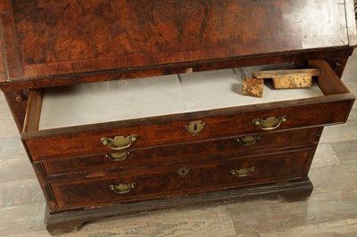 Lot 1722 - AN EARLY 18TH CENTURY BURR WALNUT BUREAU BOOKCASE