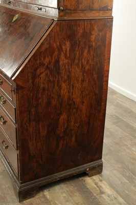 Lot 1722 - AN EARLY 18TH CENTURY BURR WALNUT BUREAU BOOKCASE