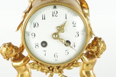 Lot 1470 - A LATE 19TH CENTURY FRENCH WHITE MARBLE AND ORMOLU CLOCK GARNITURE
