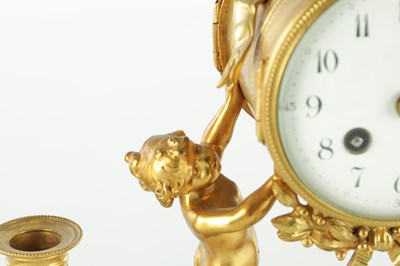 Lot 1470 - A LATE 19TH CENTURY FRENCH WHITE MARBLE AND ORMOLU CLOCK GARNITURE
