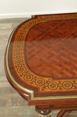 Lot 1721 - A FINE 19TH CENTURY FRENCH INLAID KINGWOOD WRITING TABLE