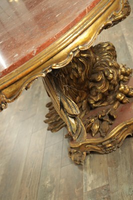 Lot 1587 - A DECORATIVE 20TH CENTURY GILT CARVED WOOD EAGLE CENTRE TABLE