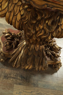 Lot 1587 - A DECORATIVE 20TH CENTURY GILT CARVED WOOD EAGLE CENTRE TABLE