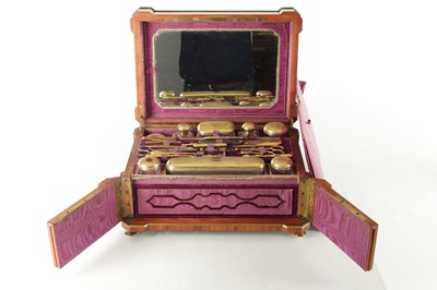 Lot 988 - A FINE PALAIS ROYAL STYLE SILVER GILT FITTED DRESSING BOX