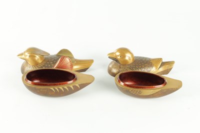 Lot 617 - A PAIR OF JAPANESE MEIJI PERIOD LACQUER WORK LIDDED POTS FORMED AS DUCKS