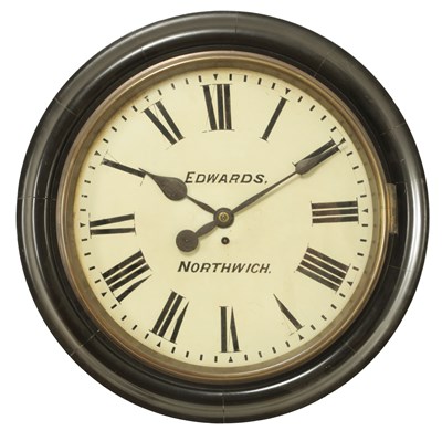 Lot 1468 - EDWARDS, NORTHWICH. A LATE 19TH CENTURY EBONISED FUSEE DIAL CLOCK