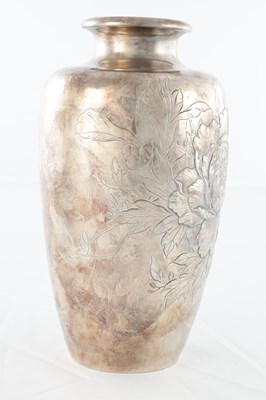 Lot A JAPANESE MEIJI PERIOD SILVER VASE