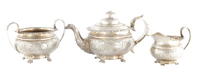 Lot 296 - A GEORGE IV THREE PIECE SILVER TEA SET