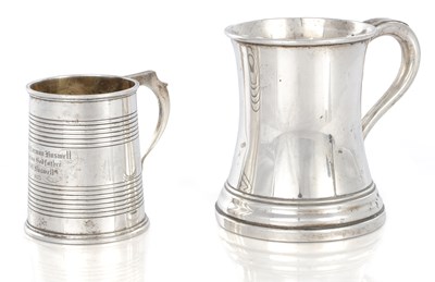 Lot 229 - TWO EARLY 20TH/LATE 19TH CENTURY SILVER MUGS