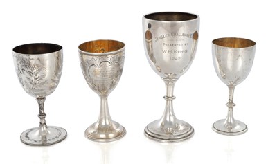 Lot 224 - A COLLECTION OF FOUR 19TH/20TH CENTURY SILVER GOBLETS