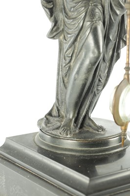Lot 1550 - A.R. GUILMET. A 19TH CENTURY FRENCH FIGURAL MYSTERY SWINGING MANTEL CLOCK
