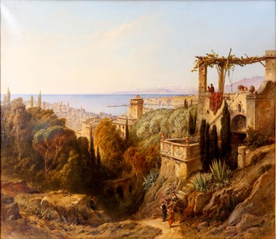 Lot 261 - 19TH CENTURY OIL ON CANVAS 
 Italian landscape,...