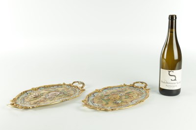 Lot A FINE PAIR OF LATE 19TH CENTURY FRENCH CHAMPLEVE ENAMELLED TRAYS