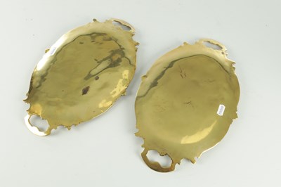 Lot A FINE PAIR OF LATE 19TH CENTURY FRENCH CHAMPLEVE ENAMELLED TRAYS