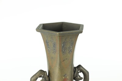 Lot 564 - A MATCHED PAIR OF JAPANESE MEIJI PERIOD BRONZE AND MIXED METAL VASES