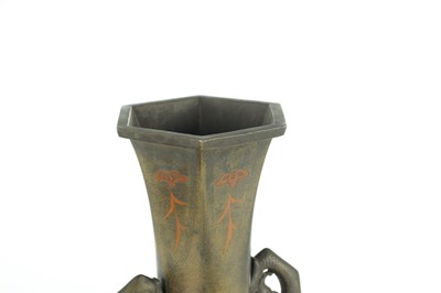 Lot 564 - A MATCHED PAIR OF JAPANESE MEIJI PERIOD BRONZE AND MIXED METAL VASES