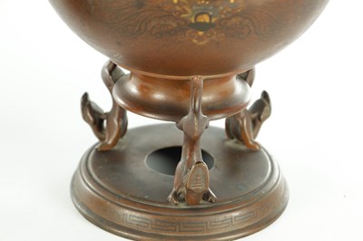 Lot 589 - A FINE PAIR OF JAPANESE MEIJI PERIOD BRONZE AND MIXED METAL FOOTED VASES
