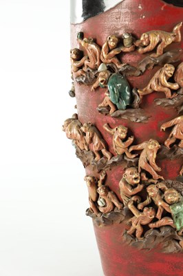 Lot 691 - A LARGE JAPANESE MEIJI PERIOD SOMIDA MONKEY VASE
