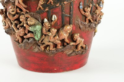 Lot 691 - A LARGE JAPANESE MEIJI PERIOD SOMIDA MONKEY VASE