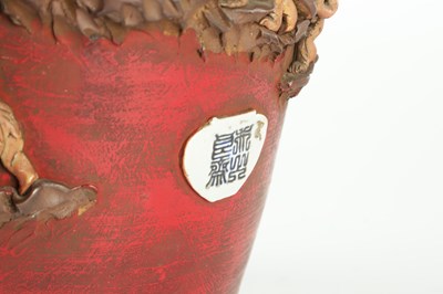 Lot 691 - A LARGE JAPANESE MEIJI PERIOD SOMIDA MONKEY VASE