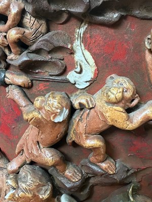 Lot 691 - A LARGE JAPANESE MEIJI PERIOD SOMIDA MONKEY VASE