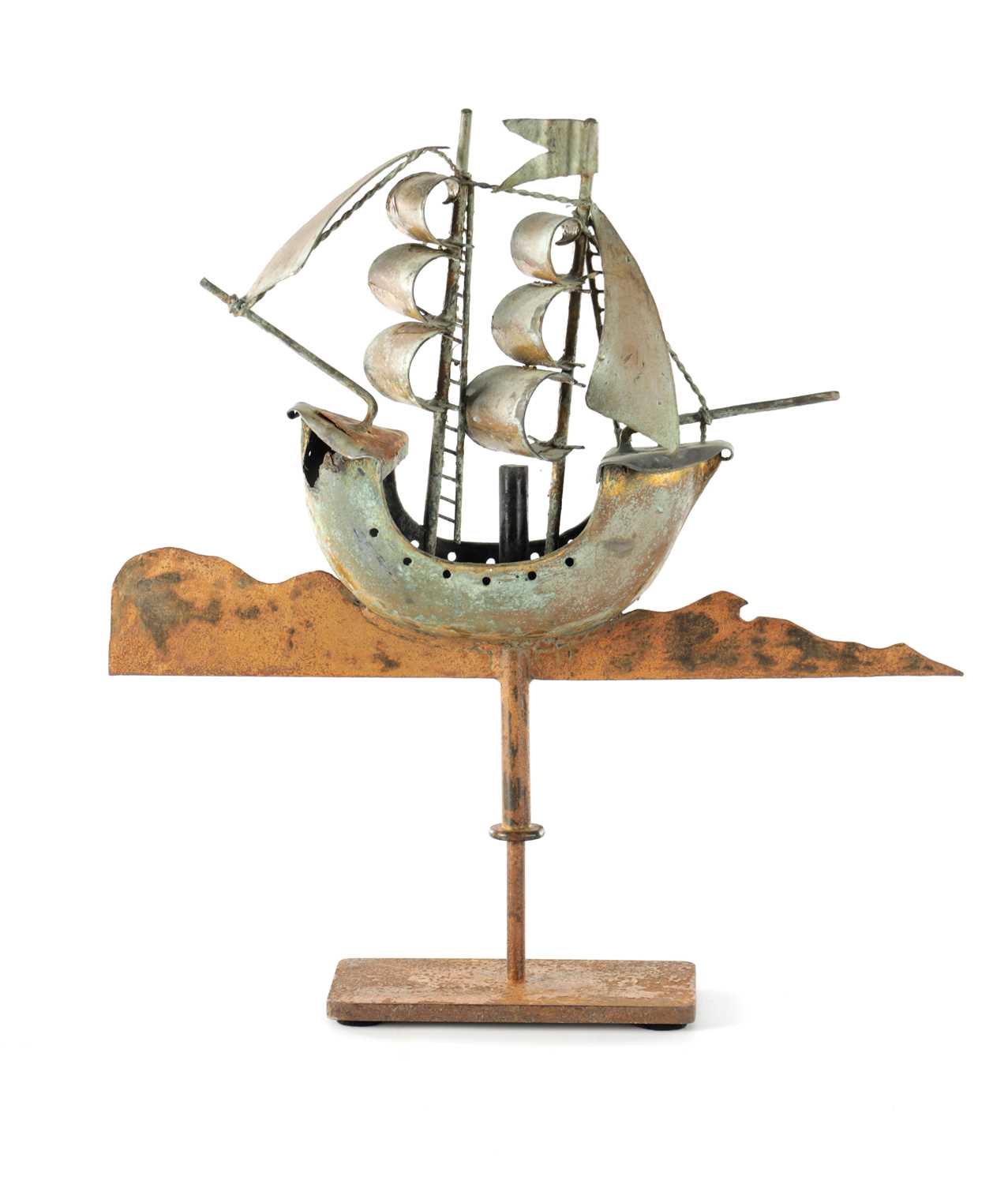 Lot 791 - A 19TH CENTURY COPPER WEATHERVANE MODELLED AS A GALLEON