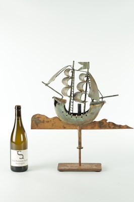 Lot 791 - A 19TH CENTURY COPPER WEATHERVANE MODELLED AS A GALLEON