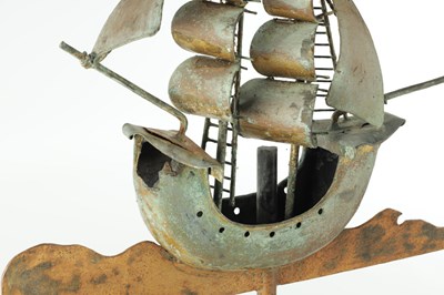 Lot 791 - A 19TH CENTURY COPPER WEATHERVANE MODELLED AS A GALLEON