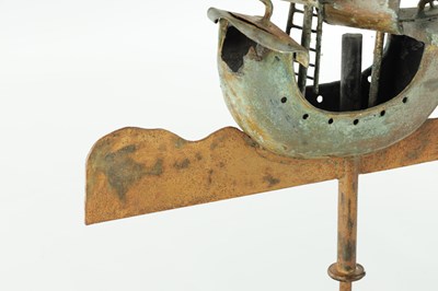 Lot 791 - A 19TH CENTURY COPPER WEATHERVANE MODELLED AS A GALLEON