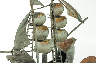 Lot 791 - A 19TH CENTURY COPPER WEATHERVANE MODELLED AS A GALLEON