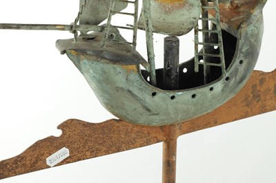 Lot 791 - A 19TH CENTURY COPPER WEATHERVANE MODELLED AS A GALLEON
