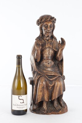 Lot 977 - A 15TH CENTURY CARVED FRUITWOOD FIGURE OF CHRIST