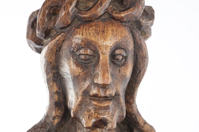 Lot 977 - A 15TH CENTURY CARVED FRUITWOOD FIGURE OF CHRIST