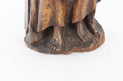 Lot 977 - A 15TH CENTURY CARVED FRUITWOOD FIGURE OF CHRIST