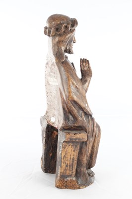 Lot 977 - A 15TH CENTURY CARVED FRUITWOOD FIGURE OF CHRIST
