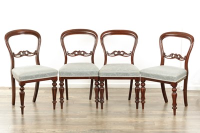 Lot 1602 - TWO SETS OF FOUR VICTORIAN MAHOGANY BALLOON BACK DINING CHAIRS