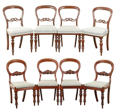 Lot 1602 - TWO SETS OF FOUR VICTORIAN MAHOGANY BALLOON BACK DINING CHAIRS