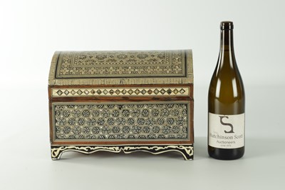 Lot 531 - A 19TH CENTURY INDIAN DOME TOPPED IVORY AND MOTHER OF PEARL INLAID CASKET